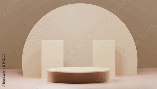 3d background products minimal podium scene with beige pedestal. display background vector 3d rendering with podium.stand to show cosmetic products 3d Stage showcase on studio vector illustration.