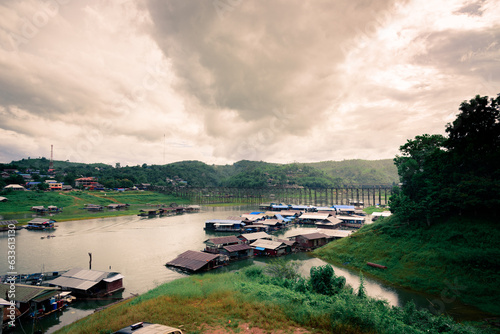  Mon bridge view at Sangkhlaburi, , Kanchanaburi, thailand ,wooden bridge Attractions