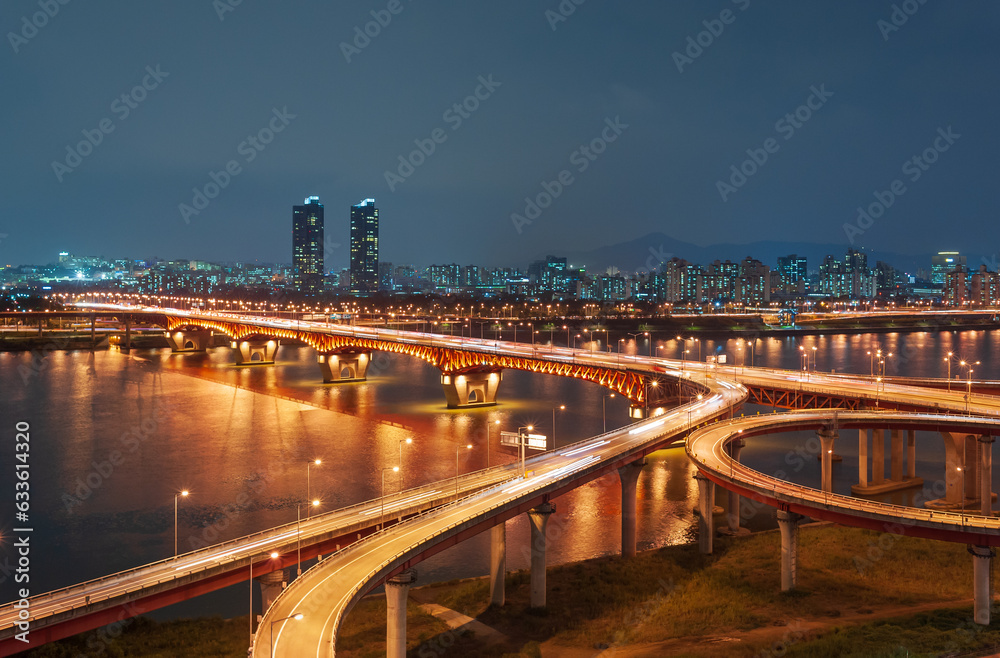 서울 성수대교 한강 야경