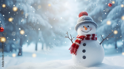 Merry christmas and happy new year greeting card with snowman © Fauzia