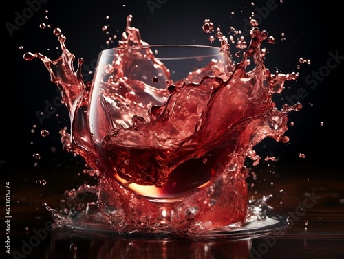 Heart shaped splash of red wine for Valentine's Day Concept of love and romance generative ai