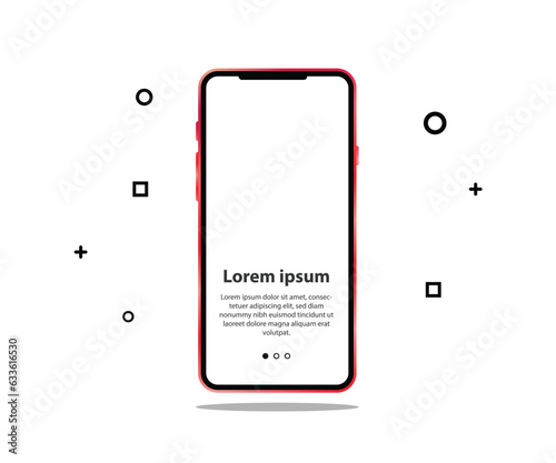 Red smartphone frameless mobile blank screen isolated on white background vector