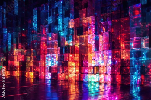 abstract led screen pixel art with vivid hues