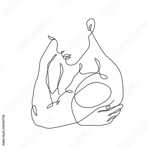 Continuous One Line Drawing of Naked Male Figure. Man Body Nude Drawing. Nude One Line Abstract Portrait. Minimalist Design. Vector EPS 10. 