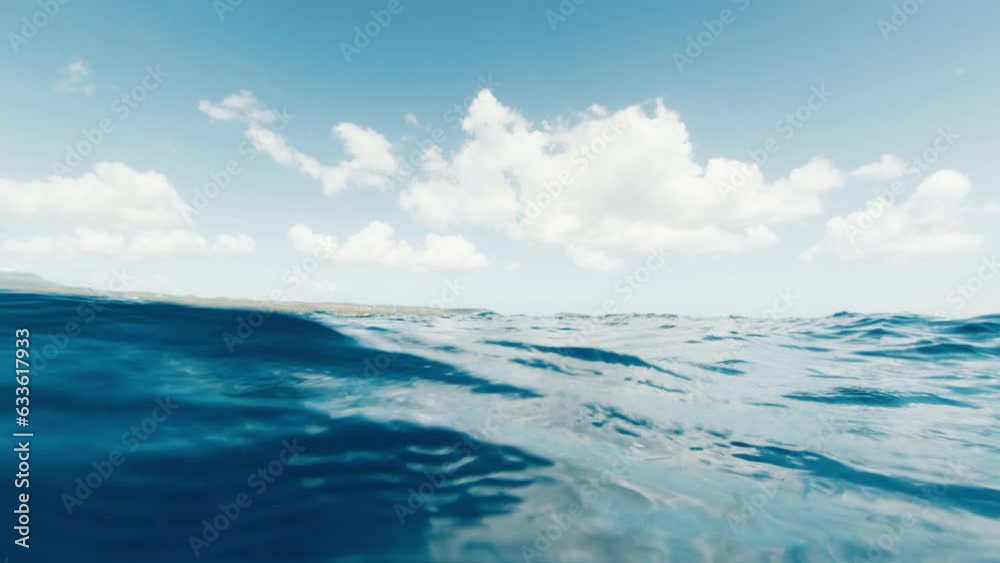 Sea surface splitted view with clouds Sea surface splitted view with clouds