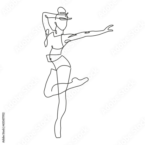 Ballerina Dance Linear Style Drawing. Dancer Woman Line Drawing. Ballet Creative Contemporary Abstract Line Drawing. Dancing Beauty Fashion Vector Minimalist Design for Wall Art, Print, Card, Poster. 