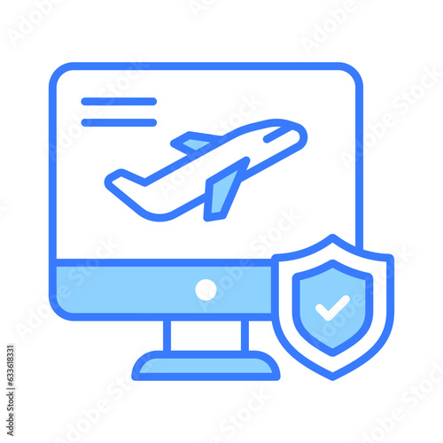 Shield on flight, flight insurance, travel insurance, protection of air travel vector design