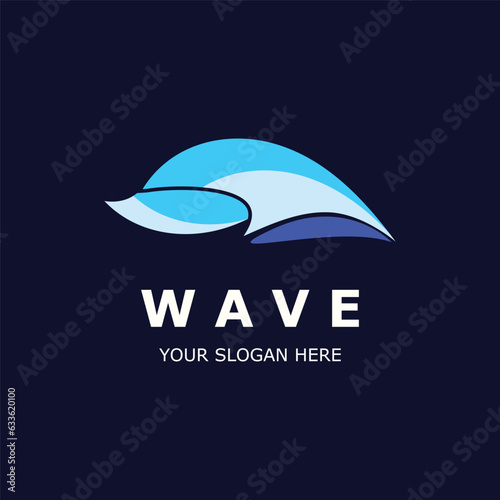 Water Wave logo simple modern, ocean wave design blue illustration icon vector