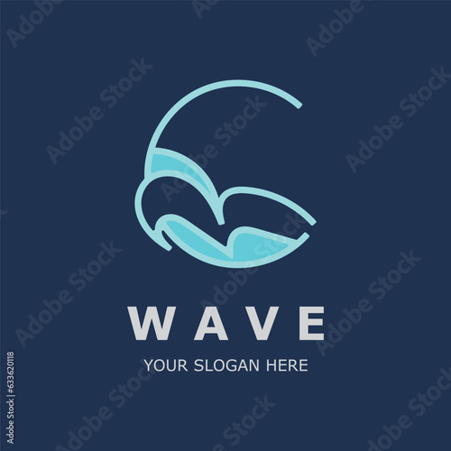 Water Wave logo simple modern, ocean wave design blue illustration icon vector