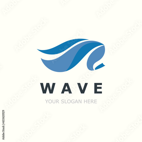 Water Wave logo simple modern, ocean wave design blue illustration icon vector