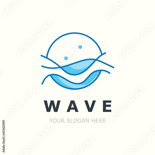 Water Wave logo simple modern, ocean wave design blue illustration icon vector