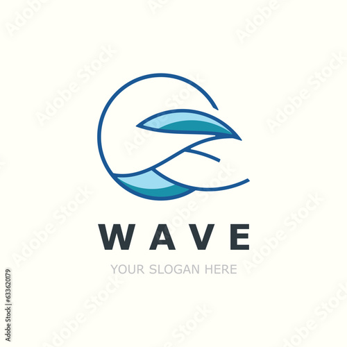 Water Wave logo simple modern, ocean wave design blue illustration icon vector