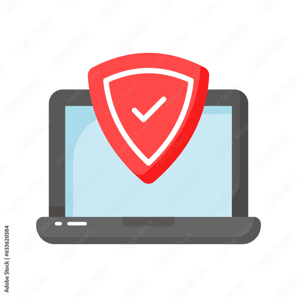 Security shield with laptop showing concept icon of laptop protection Security shield with laptop showing concept icon of laptop protection