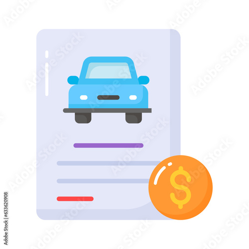 Car loan or vehicle rental concept, Banking statement with lending amount for purchasing automobile