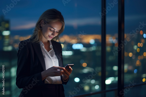 Business Woman Using Mobile phone at rooftop
