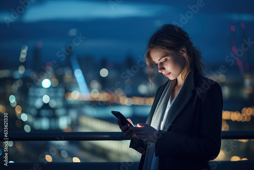 Business Woman Using Mobile phone at rooftop