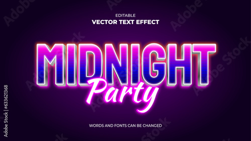 midnight party editable text effect