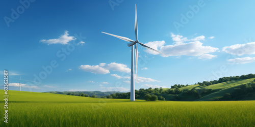Majestic Wind Turbine in Green Fields