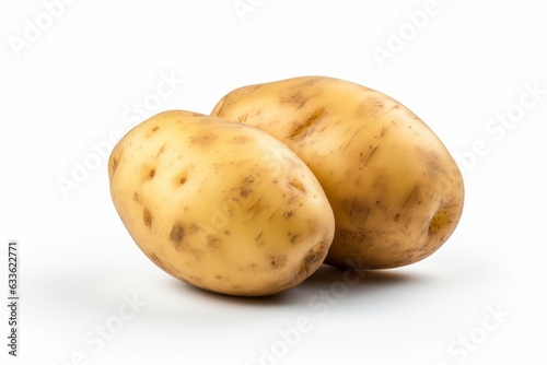 Freshly harvested potato on a clean white background
