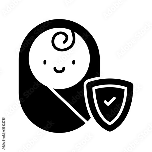 Protection shield with baby, baby insurance, child safety vector design