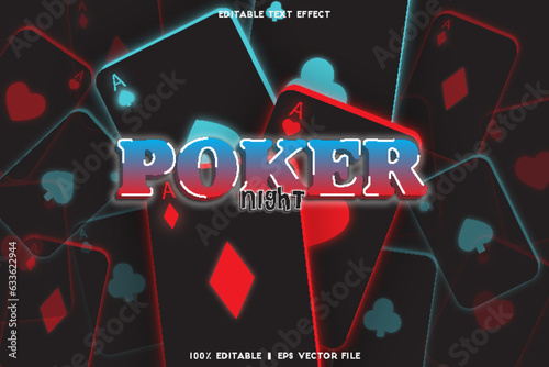 poker night editable text effect emboss neon style