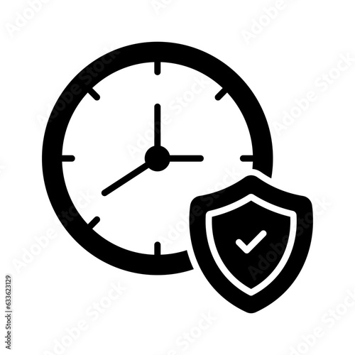 Shield with clock, protection time, warranty period icon design, premium vector