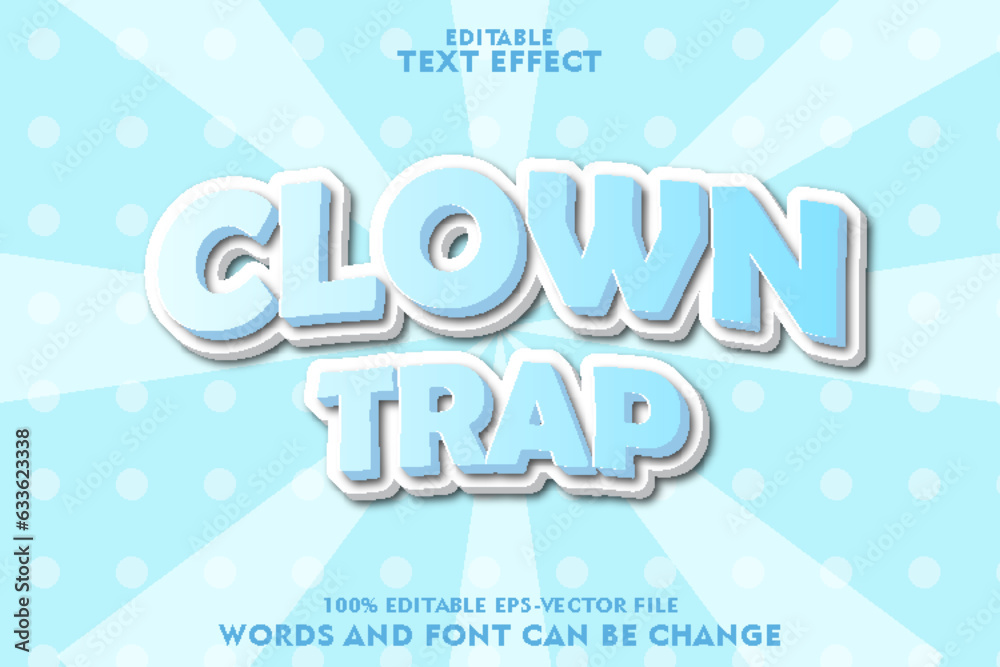 clown trap editable text effect emboss cartoon style