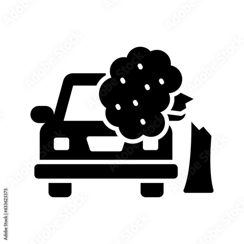 Tree falling on car, an editable icon of car accident, car insurance, damaged vehicle vector