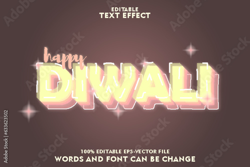 happy diwali editable text effect emboss neon style