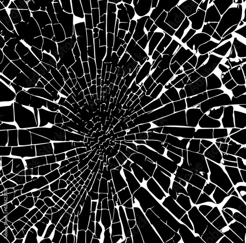 Broken glass frame, the cracks texture background, vector illustration.