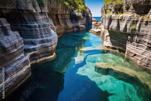 natural pool with unique rock formations and clear blue water