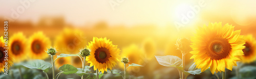Sunflower on blurred sunny nature background