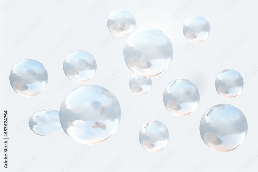 Whimsical Cloud Marbles on White Background Whimsical Cloud Marbles on White Background