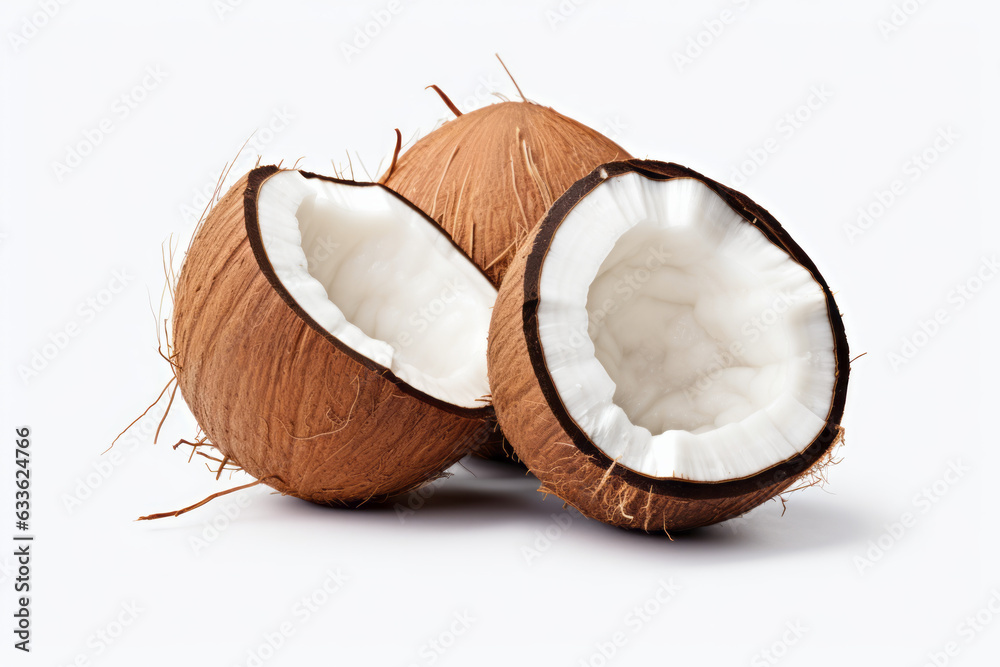 Fresh and Tropical Coconut on a Clean White Background