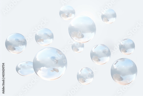 Whimsical Cloud Marbles on White Background