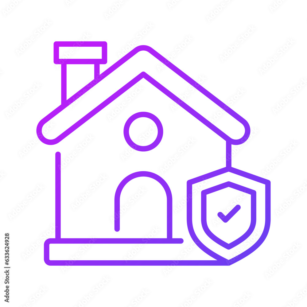 Home with protection shield and check mark, home insurance vector design, property protection concept Home with protection shield and check mark, home insurance vector design, property protection concept