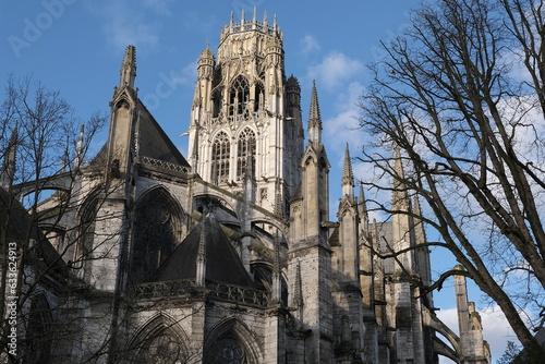 View of Abbatiale Saint Ouen Rouen. Gothic architecture. photo