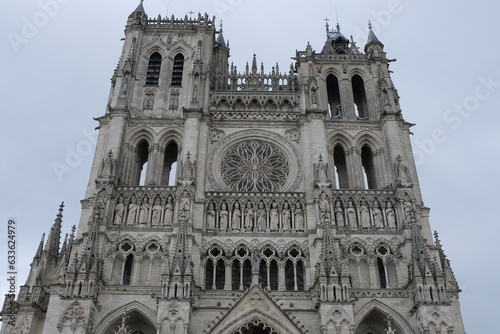 View of Notre Dame d'Amiens Cathedral. Gothic architecture.