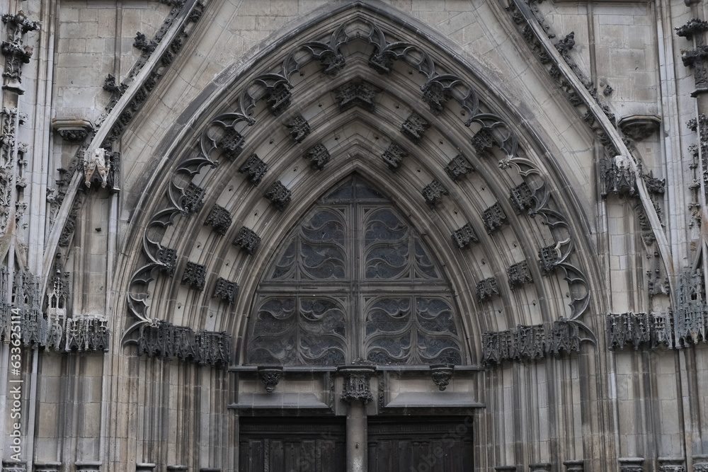 Saint Etienne Cathedral, Toul. Gothic architecture details. Entrance.