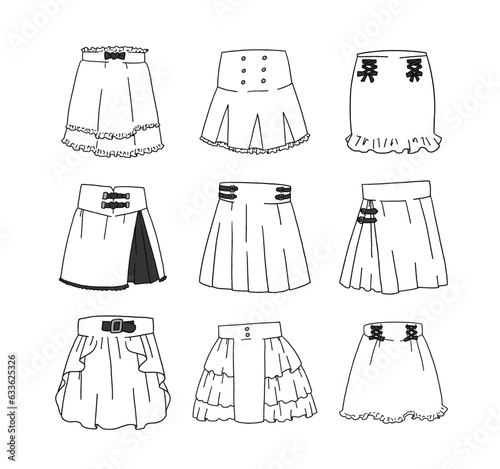 白のミニスカートのイラストセット