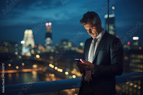 Businessman Using Mobile phone at rooftop