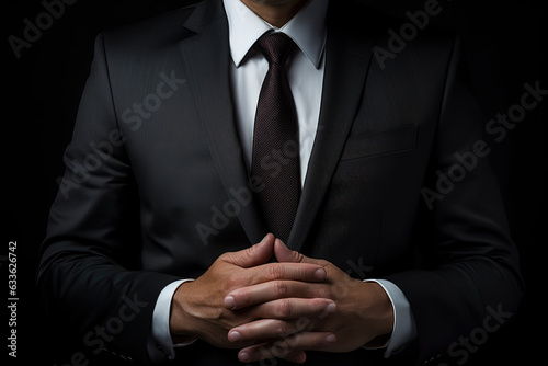 Close-up Portrait of Businessman Ceo standing with black background © Elaine