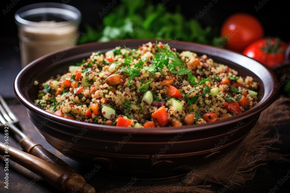 chickpea and quinoa salad in a bowl chickpea and quinoa salad in a bowl