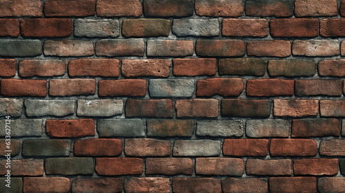 old dirty red and white brick wall close-up. Generative Ai.