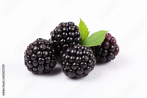 Fresh and Juicy Blackberry Isolated on White Background
