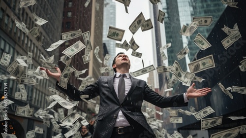 A rain of bills falls on a ...
