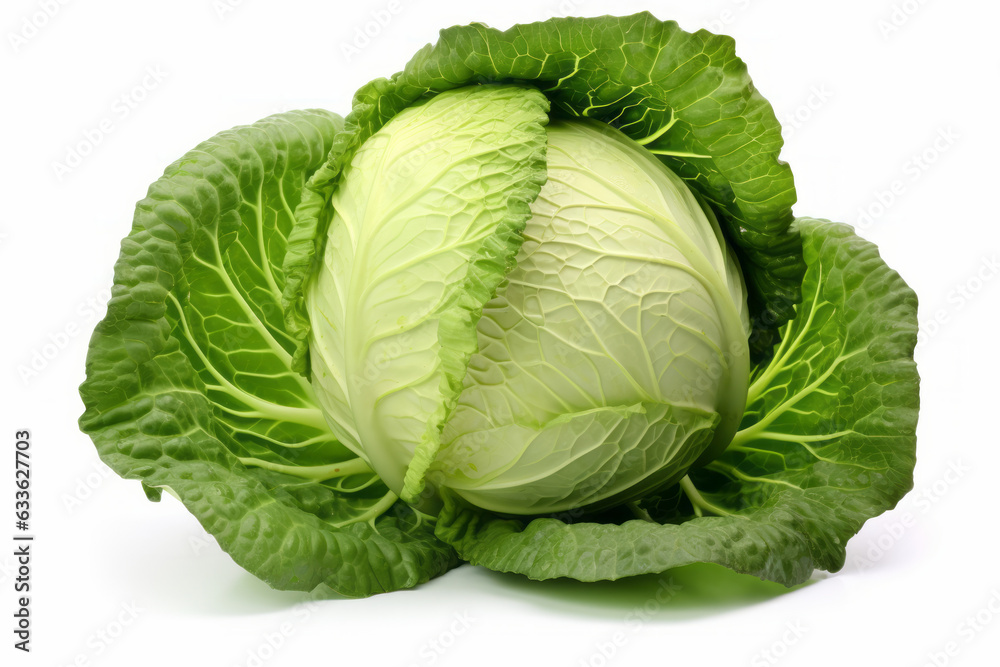 Fototapeta premium Fresh green cabbage isolated on white background
