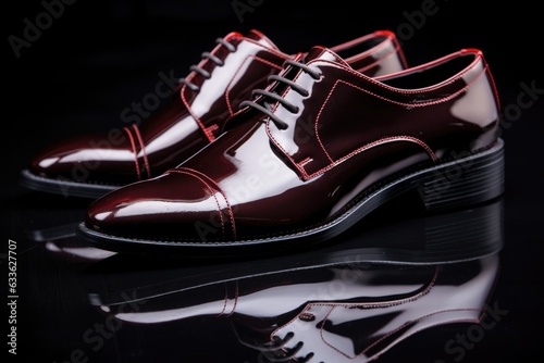 polished leather shoes with reflection on surface