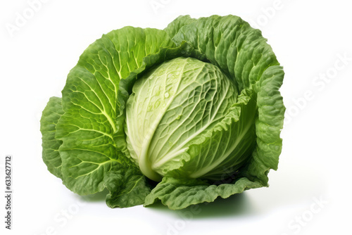 Fresh green cabbage isolated on white background