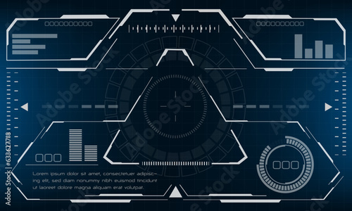 HUD sci-fi interface screen view blue design virtual reality futuristic technology display vector